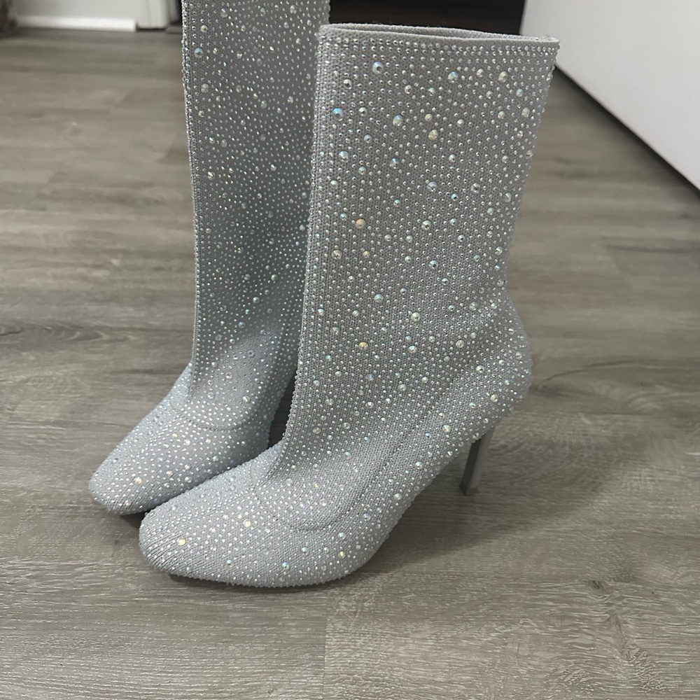 Get some sparkle in your life baby blue sparkly booties